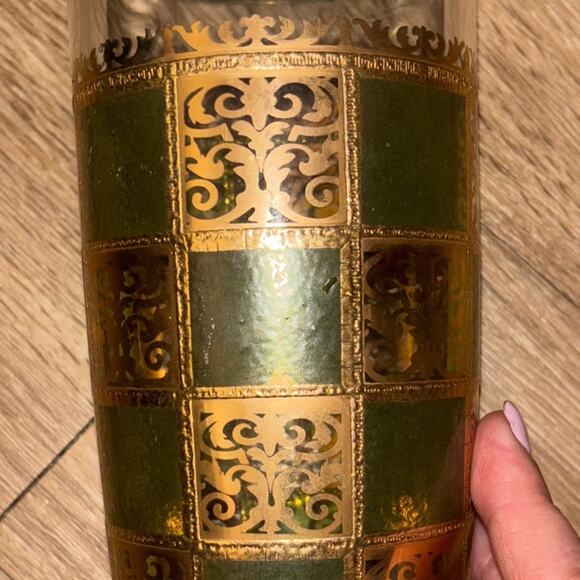 Culver Ltd  MCM Cocktail Shaker 22K Gold VALENCIA Pattern Martini Barware box d - Picture 2 of 4